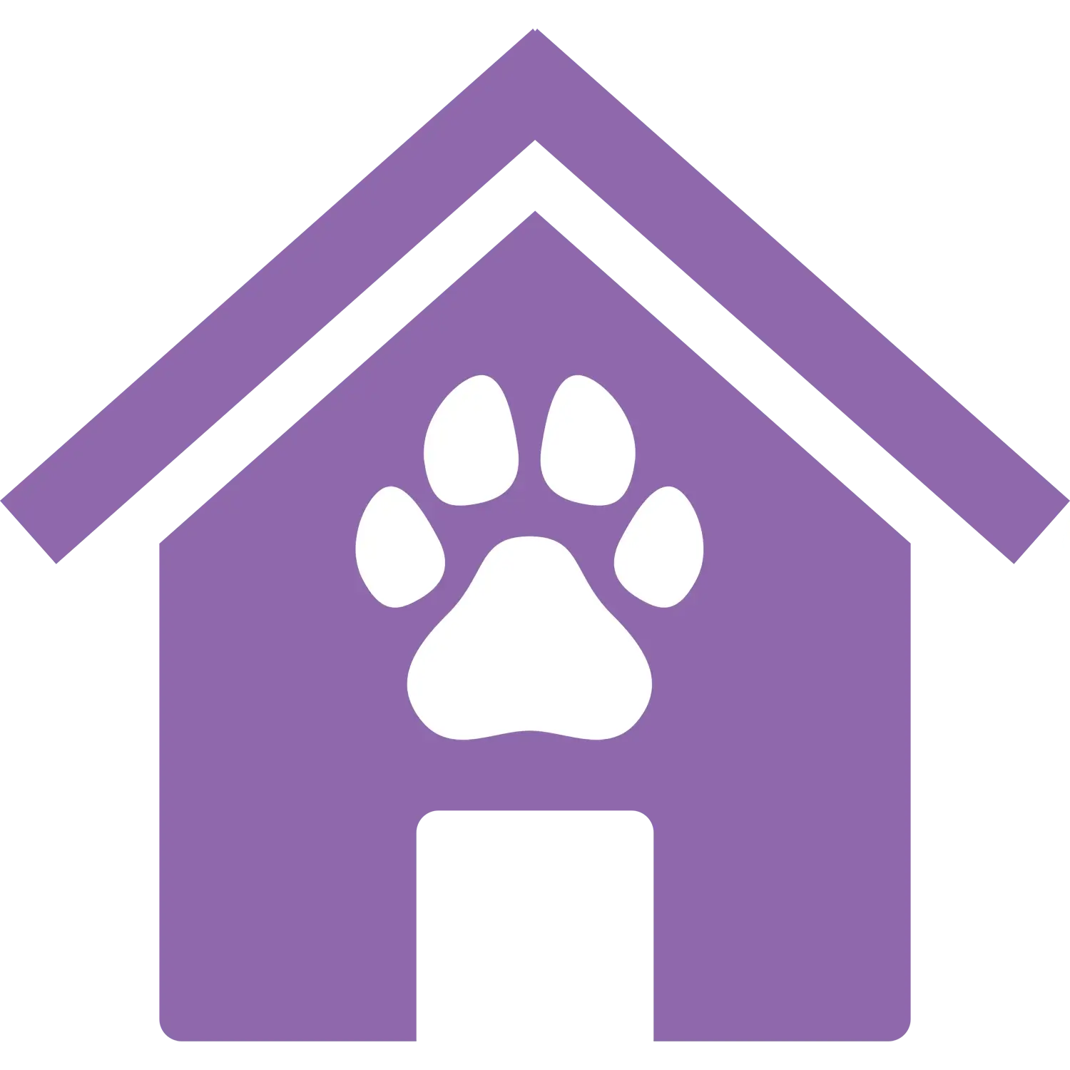 orange dog house icon with white paw print representing dog daycare and boarding in petaluma and sonoma county
